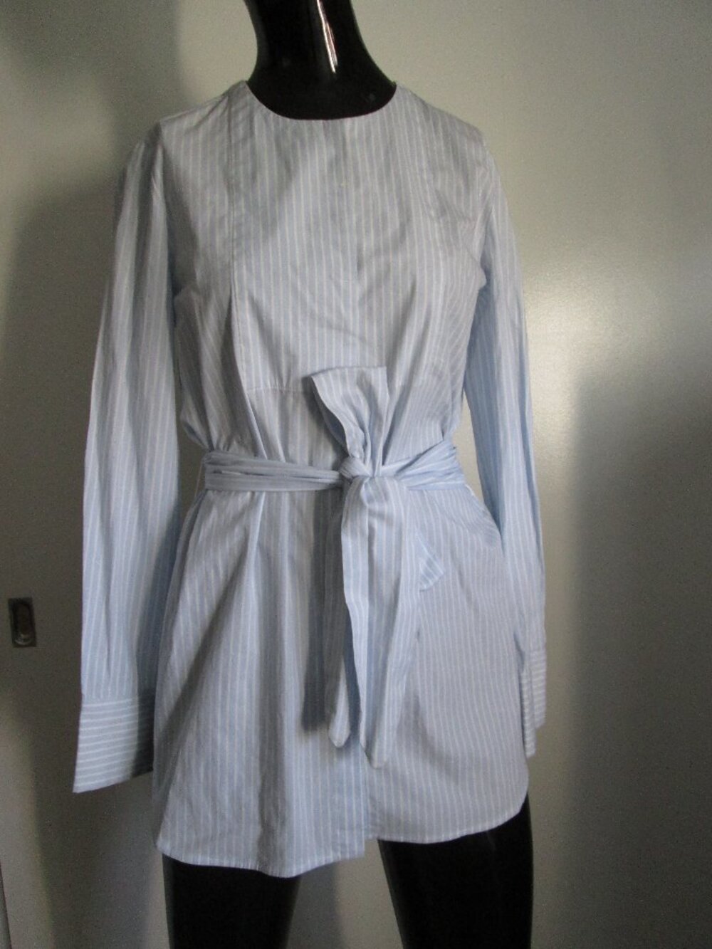 NWT MANGO blue white striped tunic top